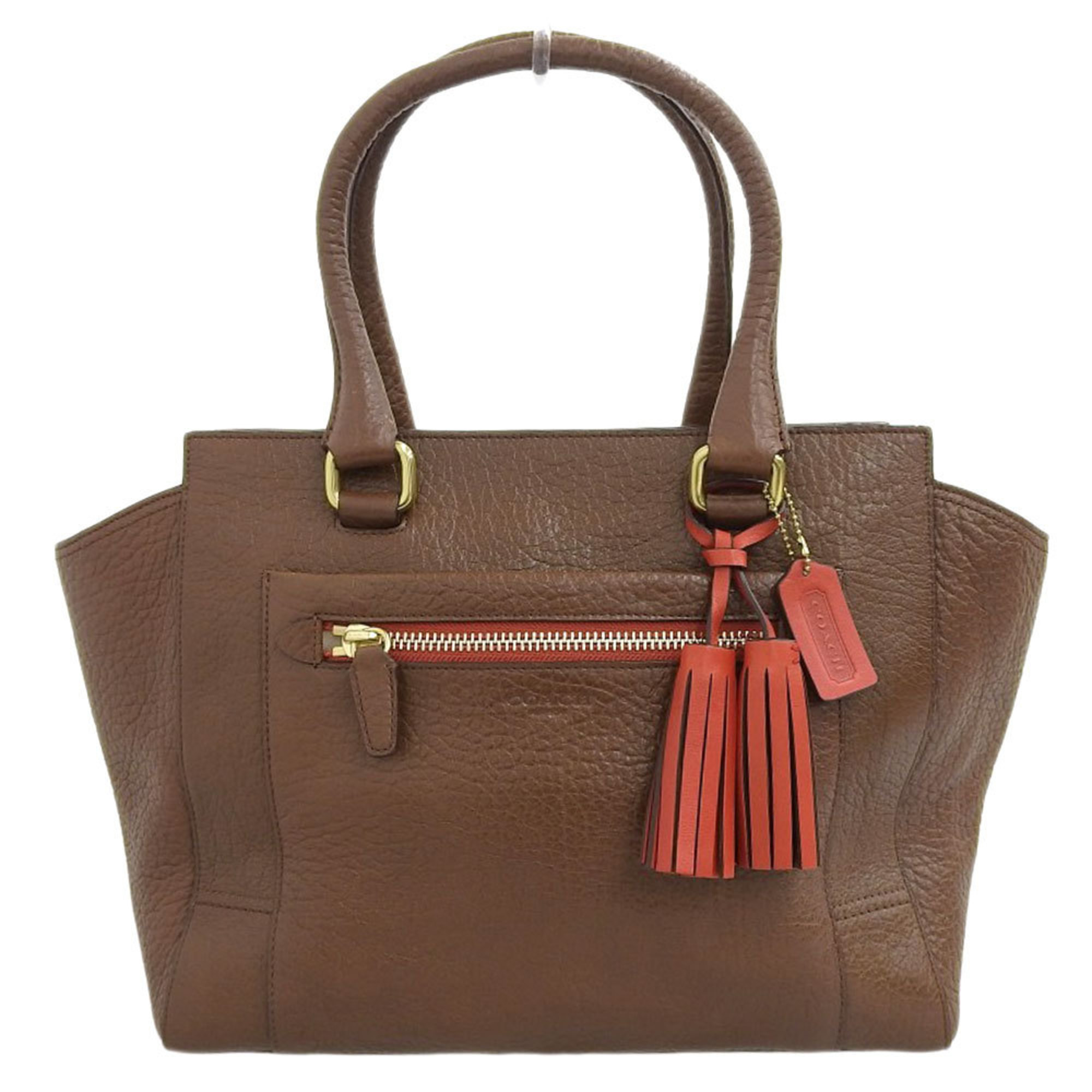 Coach Handbag With Tassel Leather Brown 19926